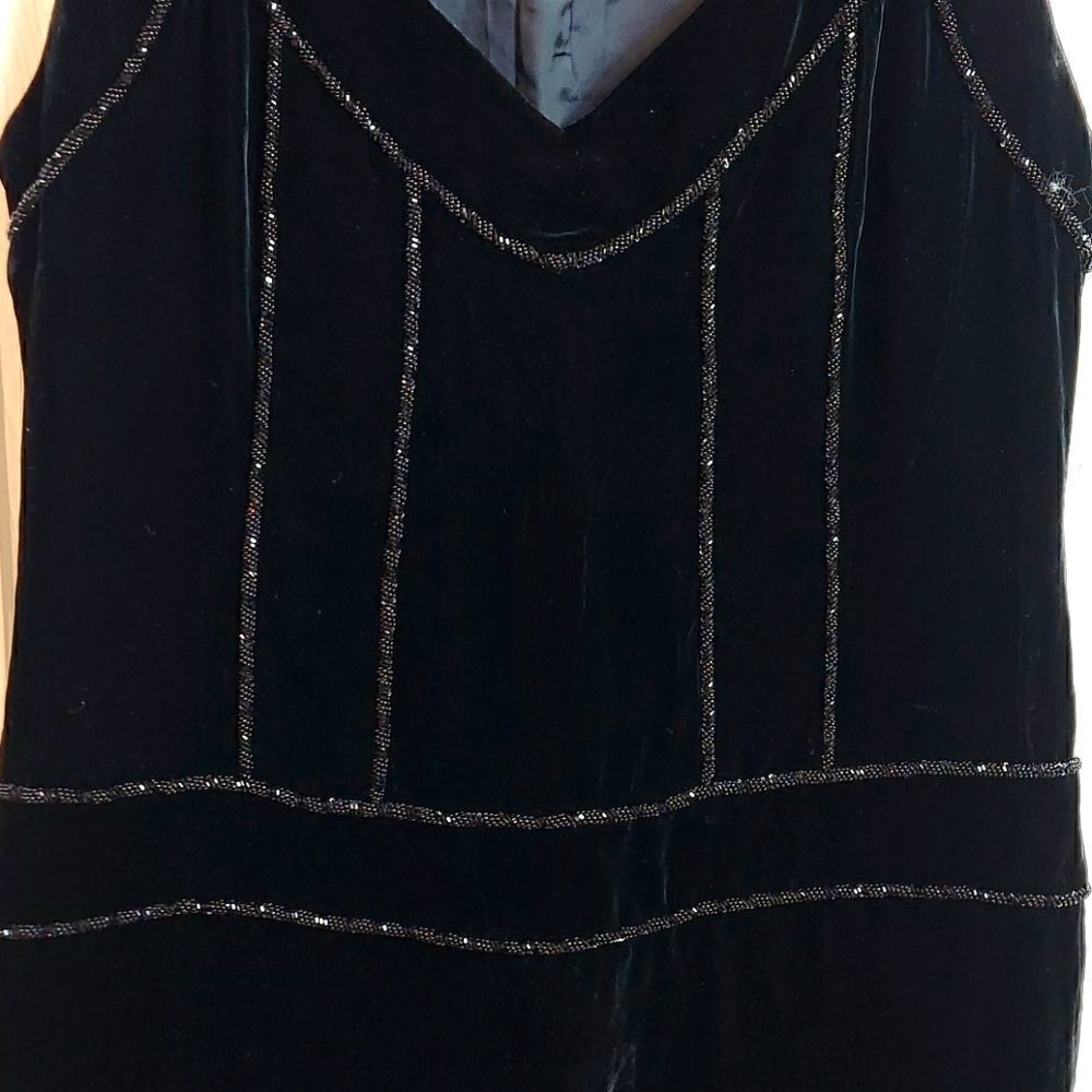 Lafayette 148 Black Velvet Beaded Dress Sz 12